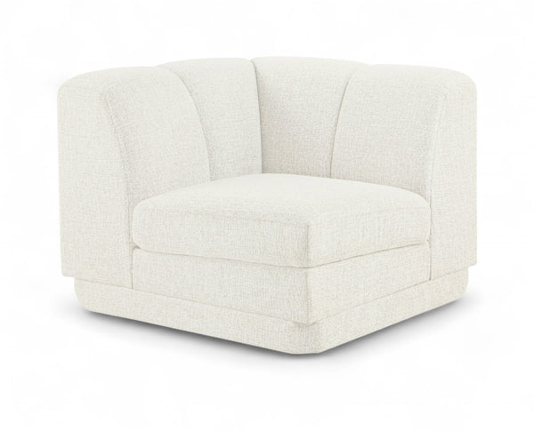 Meridian Furniture Modari Channel Tufted Chenille Corner Chair Modular Accent Seat for Living Room Sectional Cream 143Cream-Corner