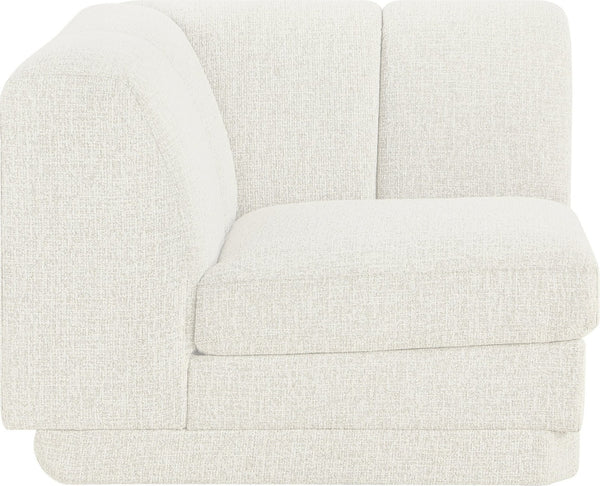 Meridian Furniture Modari Channel Tufted Chenille Corner Chair Modular Accent Seat for Living Room Sectional Cream 143Cream-Corner