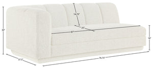 Meridian Furniture Modari Channel Tufted Chenille Modular Left Arm Sofa for Contemporary Living Rooms Cream 143Cream-LAS