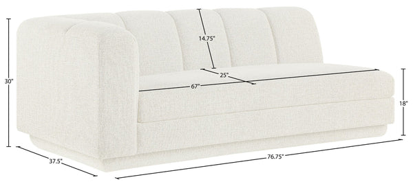Meridian Furniture Modari Channel Tufted Chenille Modular Left Arm Sofa for Contemporary Living Rooms Cream 143Cream-LAS