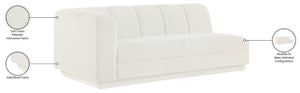Meridian Furniture Modari Channel Tufted Chenille Modular Left Arm Sofa for Contemporary Living Rooms Cream 143Cream-LAS