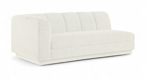 Meridian Furniture Modari Channel Tufted Chenille Modular Left Arm Sofa for Contemporary Living Rooms Cream 143Cream-LAS
