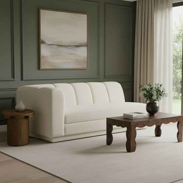 Meridian Furniture Modari Channel Tufted Chenille Modular Left Arm Sofa for Contemporary Living Rooms Cream 143Cream-LAS