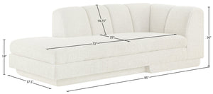 Meridian Furniture Modari Channel Tufted Left Arm Chaise with Chenille Fabric for Modular Living Room Sectionals Cream 143Cream-LC