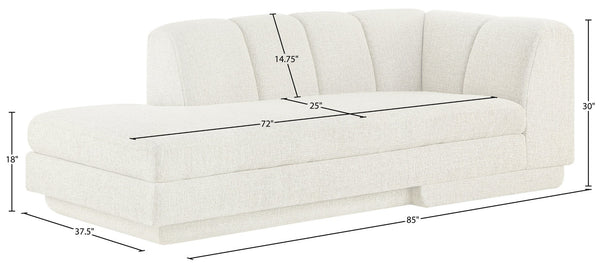 Meridian Furniture Modari Channel Tufted Left Arm Chaise with Chenille Fabric for Modular Living Room Sectionals Cream 143Cream-LC