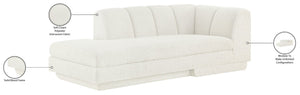 Meridian Furniture Modari Channel Tufted Left Arm Chaise with Chenille Fabric for Modular Living Room Sectionals Cream 143Cream-LC