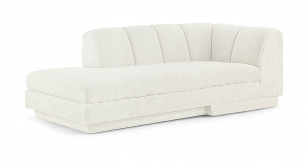 Meridian Furniture Modari Channel Tufted Left Arm Chaise with Chenille Fabric for Modular Living Room Sectionals Cream 143Cream-LC