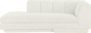 Meridian Furniture Modari Channel Tufted Left Arm Chaise with Chenille Fabric for Modular Living Room Sectionals Cream 143Cream-LC