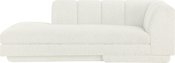 Meridian Furniture Modari Channel Tufted Left Arm Chaise with Chenille Fabric for Modular Living Room Sectionals Cream 143Cream-LC