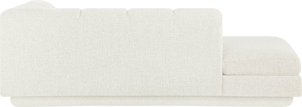 Meridian Furniture Modari Channel Tufted Left Arm Chaise with Chenille Fabric for Modular Living Room Sectionals Cream 143Cream-LC