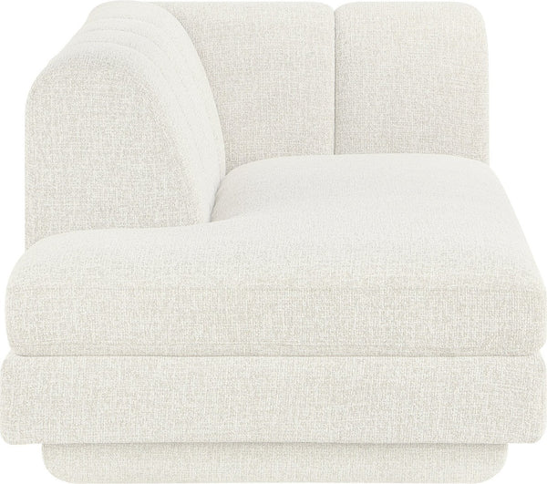 Meridian Furniture Modari Channel Tufted Left Arm Chaise with Chenille Fabric for Modular Living Room Sectionals Cream 143Cream-LC