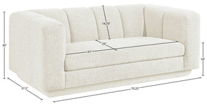 Meridian Furniture Modari Channel Tufted Loveseat Chenille Fabric Contemporary Living Room Sofa Seating Cream 143Cream-L