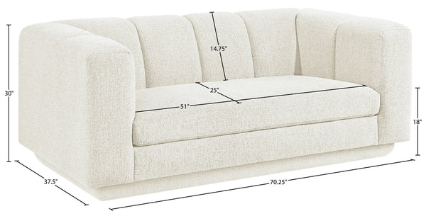 Meridian Furniture Modari Channel Tufted Loveseat Chenille Fabric Contemporary Living Room Sofa Seating Cream 143Cream-L