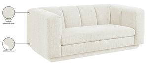 Meridian Furniture Modari Channel Tufted Loveseat Chenille Fabric Contemporary Living Room Sofa Seating Cream 143Cream-L