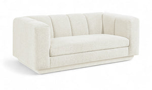 Meridian Furniture Modari Channel Tufted Loveseat Chenille Fabric Contemporary Living Room Sofa Seating Cream 143Cream-L