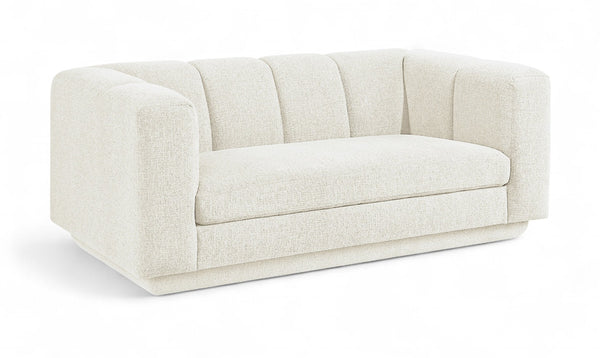 Meridian Furniture Modari Channel Tufted Loveseat Chenille Fabric Contemporary Living Room Sofa Seating Cream 143Cream-L