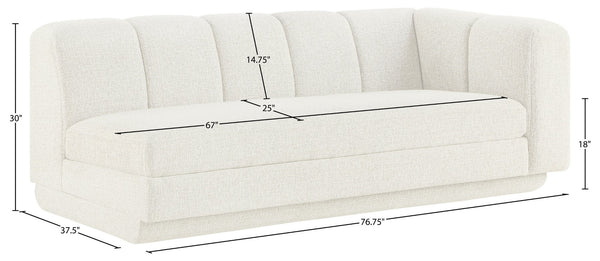 Meridian Furniture Modari Channel Tufted Right Arm Chenille Modular Sofa Piece for Modern Living Rooms Cream 143Cream-RAS