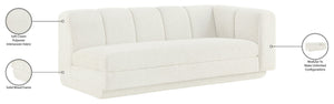 Meridian Furniture Modari Channel Tufted Right Arm Chenille Modular Sofa Piece for Modern Living Rooms Cream 143Cream-RAS