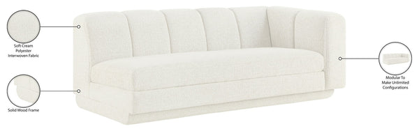 Meridian Furniture Modari Channel Tufted Right Arm Chenille Modular Sofa Piece for Modern Living Rooms Cream 143Cream-RAS