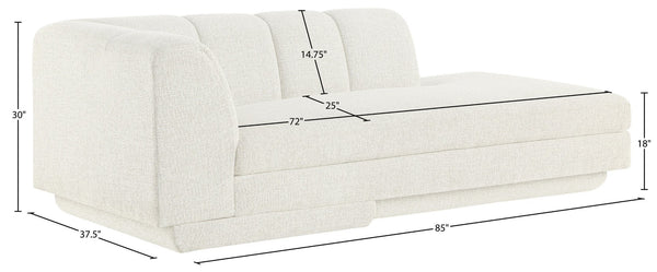 Meridian Furniture Modari Channel Tufted Chenille Chaise Lounge Sectional Piece for Modern Living Room Cream 143Cream-RC