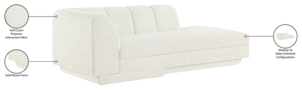 Meridian Furniture Modari Channel Tufted Chenille Chaise Lounge Sectional Piece for Modern Living Room Cream 143Cream-RC