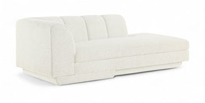 Meridian Furniture Modari Channel Tufted Chenille Chaise Lounge Sectional Piece for Modern Living Room Cream 143Cream-RC