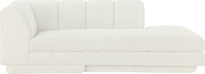 Meridian Furniture Modari Channel Tufted Chenille Chaise Lounge Sectional Piece for Modern Living Room Cream 143Cream-RC