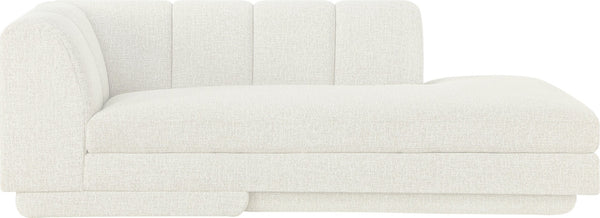 Meridian Furniture Modari Channel Tufted Chenille Chaise Lounge Sectional Piece for Modern Living Room Cream 143Cream-RC