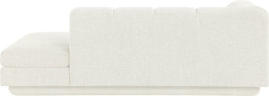 Meridian Furniture Modari Channel Tufted Chenille Chaise Lounge Sectional Piece for Modern Living Room Cream 143Cream-RC