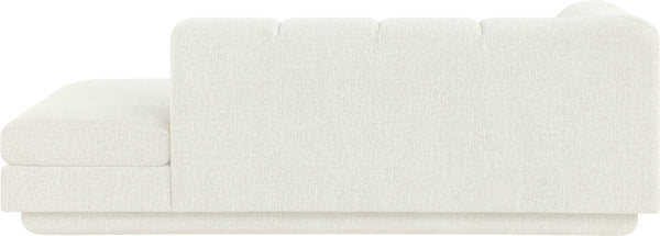 Meridian Furniture Modari Channel Tufted Chenille Chaise Lounge Sectional Piece for Modern Living Room Cream 143Cream-RC