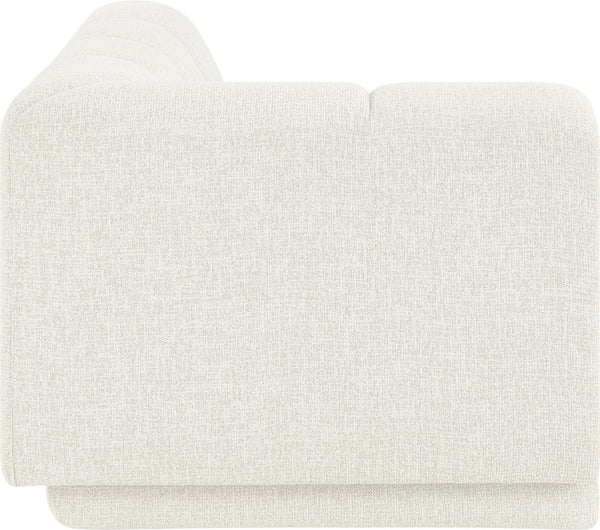 Meridian Furniture Modari Channel Tufted Chenille Chaise Lounge Sectional Piece for Modern Living Room Cream 143Cream-RC