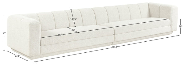 Meridian Furniture Modari Channel Tufted Modular Sofa Chenille Textured Cream Fabric Living Room 143Cream-S2A