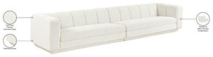 Meridian Furniture Modari Channel Tufted Modular Sofa Chenille Textured Cream Fabric Living Room 143Cream-S2A