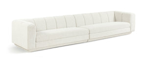 Meridian Furniture Modari Channel Tufted Modular Sofa Chenille Textured Cream Fabric Living Room 143Cream-S2A