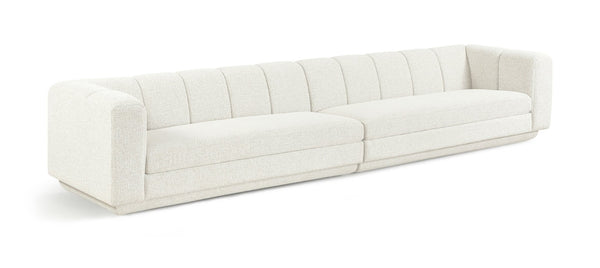 Meridian Furniture Modari Channel Tufted Modular Sofa Chenille Textured Cream Fabric Living Room 143Cream-S2A