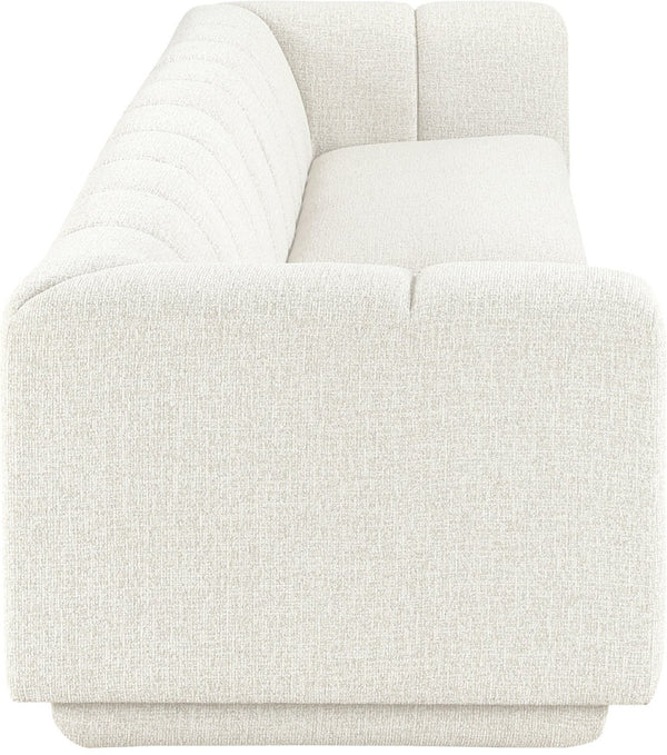 Meridian Furniture Modari Channel Tufted Modular Sofa Chenille Textured Cream Fabric Living Room 143Cream-S2A