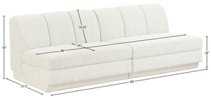 Meridian Furniture Modari Channel Tufted Modular Sofa Chenille Polyester Fabric Contemporary Living 143Cream-S2B