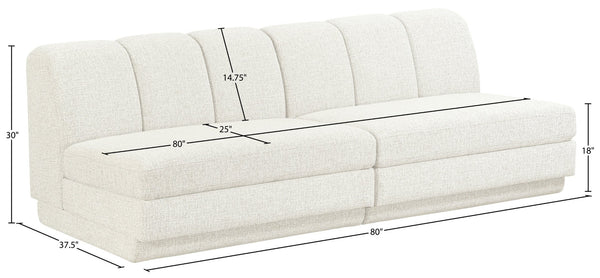 Meridian Furniture Modari Channel Tufted Modular Sofa Chenille Polyester Fabric Contemporary Living 143Cream-S2B