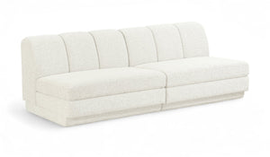Meridian Furniture Modari Channel Tufted Modular Sofa Chenille Polyester Fabric Contemporary Living 143Cream-S2B