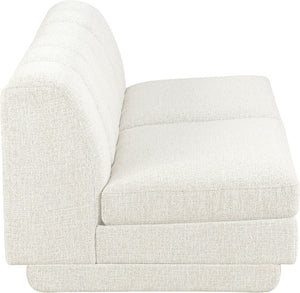 Meridian Furniture Modari Channel Tufted Modular Sofa Chenille Polyester Fabric Contemporary Living 143Cream-S2B