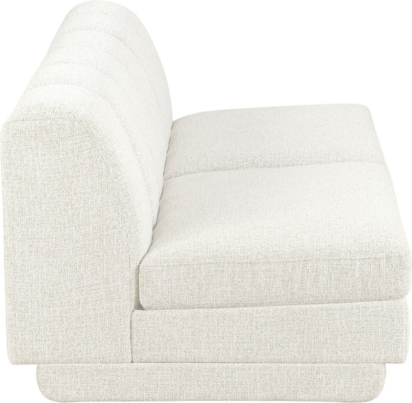 Meridian Furniture Modari Channel Tufted Modular Sofa Chenille Polyester Fabric Contemporary Living 143Cream-S2B