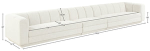 Meridian Furniture Modari Channel Tufted Modular Sofa Cream Chenille Fabric for Contemporary Living 143Cream-S3A