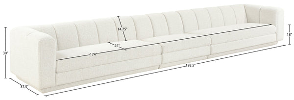 Meridian Furniture Modari Channel Tufted Modular Sofa Cream Chenille Fabric for Contemporary Living 143Cream-S3A