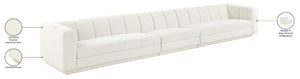 Meridian Furniture Modari Channel Tufted Modular Sofa Cream Chenille Fabric for Contemporary Living 143Cream-S3A