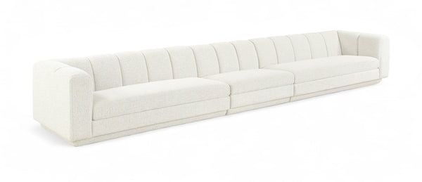 Meridian Furniture Modari Channel Tufted Modular Sofa Cream Chenille Fabric for Contemporary Living 143Cream-S3A