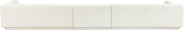 Meridian Furniture Modari Channel Tufted Modular Sofa Cream Chenille Fabric for Contemporary Living 143Cream-S3A