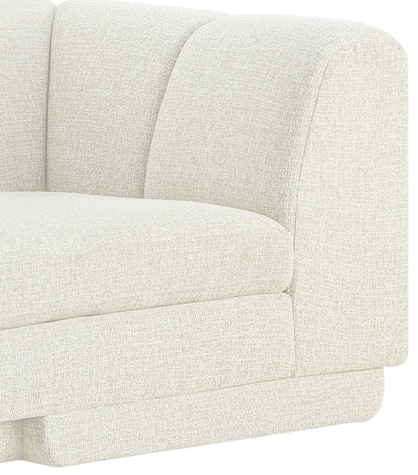 Meridian Furniture Modari Channel Tufted Modular Sofa Cream Chenille Fabric for Contemporary Living 143Cream-S3A