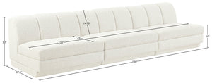 Meridian Furniture Modari Chenille Three Piece Modular Sofa with Channel Tufted Back for Living Rooms 143Cream-S3B