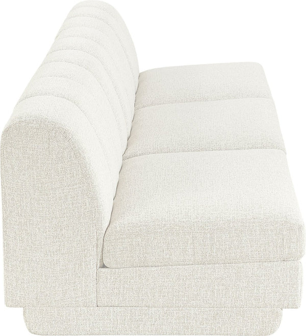 Meridian Furniture Modari Chenille Three Piece Modular Sofa with Channel Tufted Back for Living Rooms 143Cream-S3B