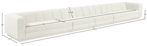 Meridian Furniture Modari Four Piece Modular Sofa with Channel Tufted Back in Chenille Cream Fabric 143Cream-S4A